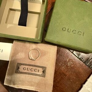 Gucci Sterling Silver & Enamel Interlocking G Heart Ring